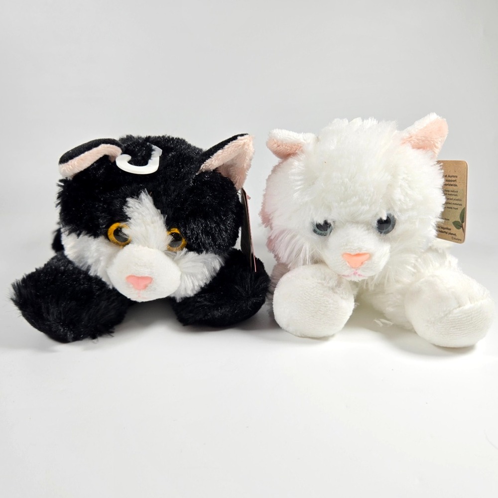 Aurora Maynard Cat & Sugar Too White Cat Mini Flopsie 8" Stuffed Animal Plush